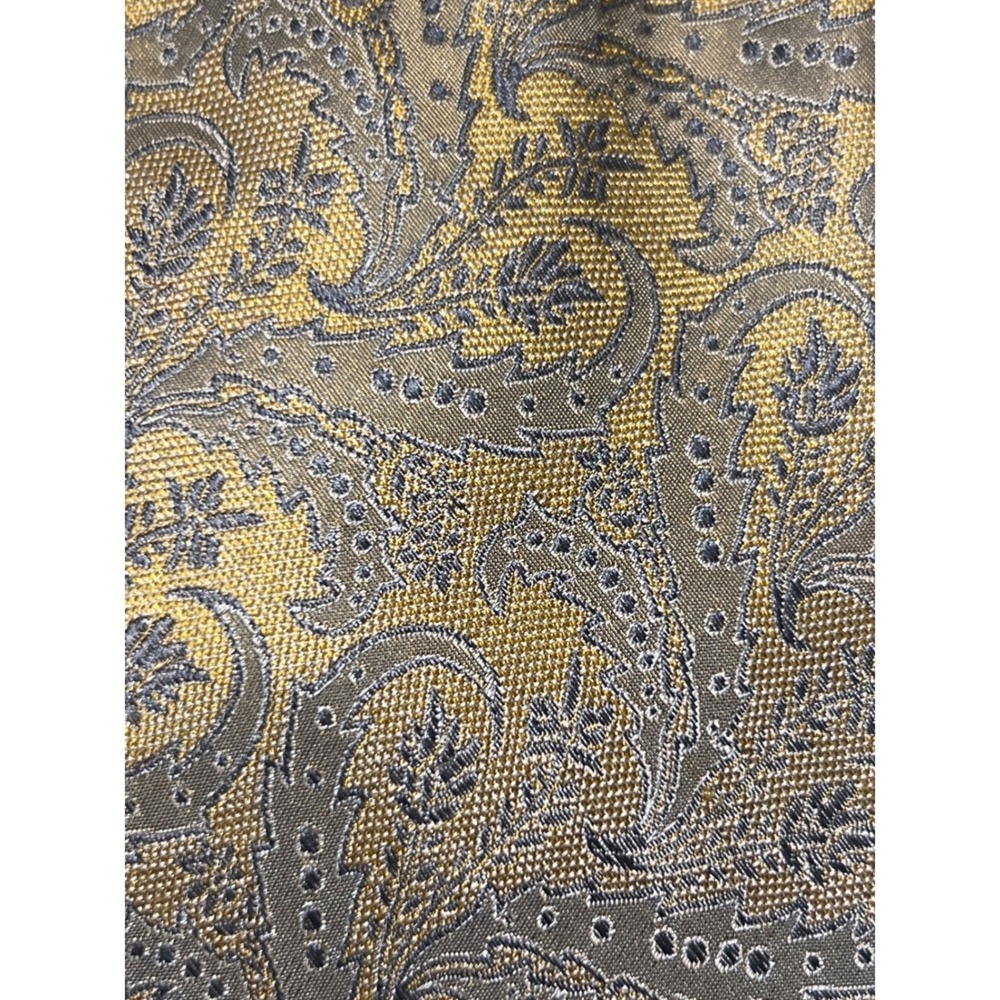 Paul Fredrick Paisley Tie Mens 3.5" Gold Silver Excellent